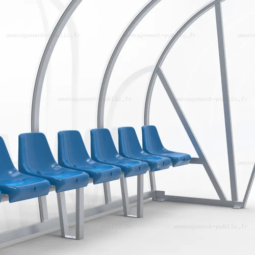 Abri de touche 10 places en aluminium et polycarbonate
